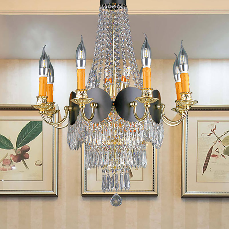 Contemporary Crystal Candelabra Chandelier - 14 Lights Gold Hanging Light Fixture For Dining Room