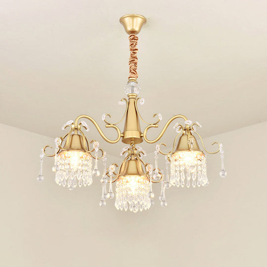 Gold LED Crystal Pendant Chandelier - Mid-Century Branch Design for Living Room