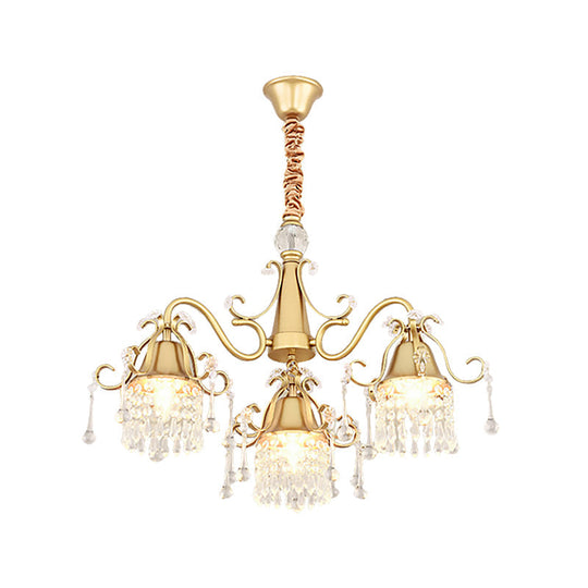 Gold LED Crystal Pendant Chandelier - Mid-Century Branch Design for Living Room