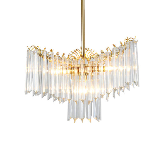 Modern Gold Crystal Chandelier Lamp - 3 Heads Suspension Light For Dining Room