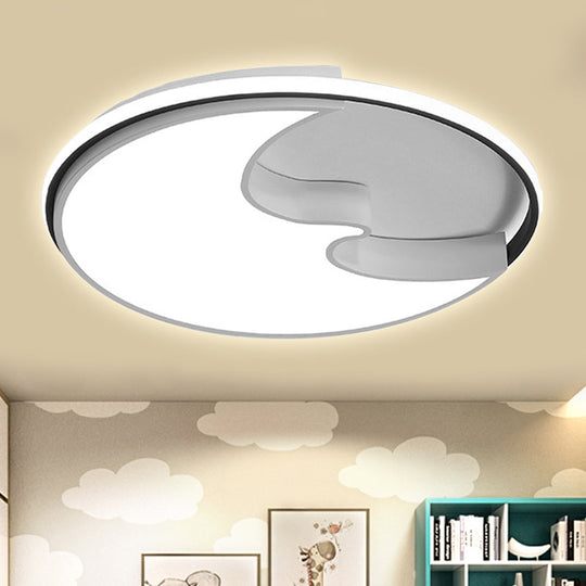 White Study Room Flush Ceiling Light with Simplistic Crescent Acrylic Ceiling Lamp