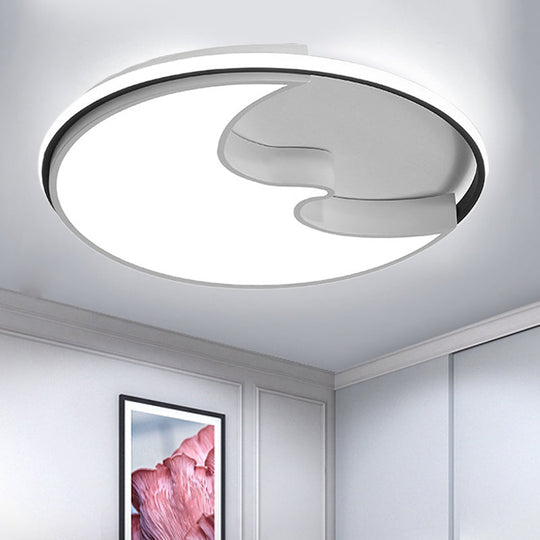 White Study Room Flush Ceiling Light with Simplistic Crescent Acrylic Ceiling Lamp