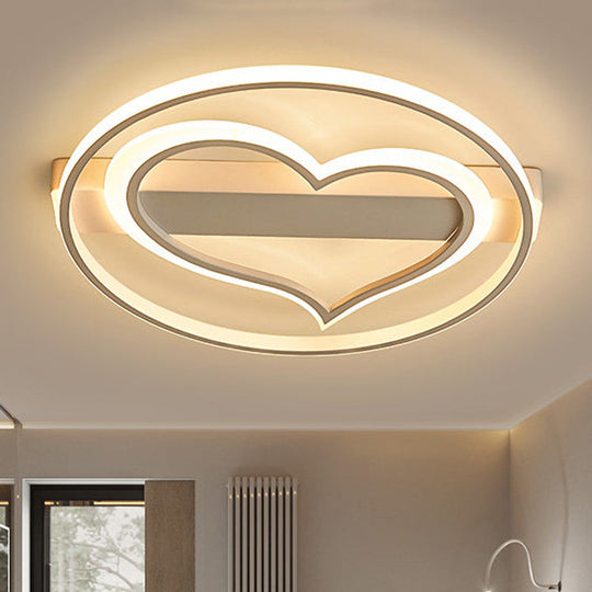 Romantic LED Flush Ceiling Light: Acrylic Loving Heart Design for Baby Room