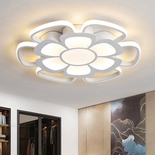 White Acrylic Petal Flush Mount LED Ceiling Lamp - Modern Style for Living Room