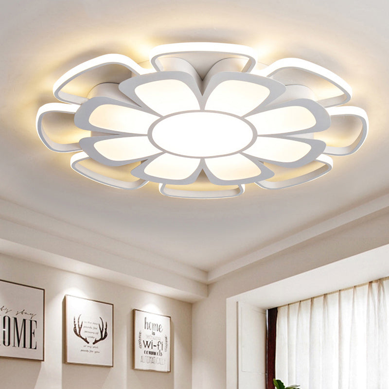 White Acrylic Petal Flush Mount LED Ceiling Lamp - Modern Style for Living Room