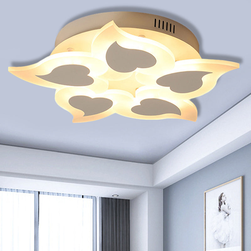 White Modern Baby Room Flush Ceiling Light with Heart Petal Design - Acrylic - Pretty Ceiling Lamp