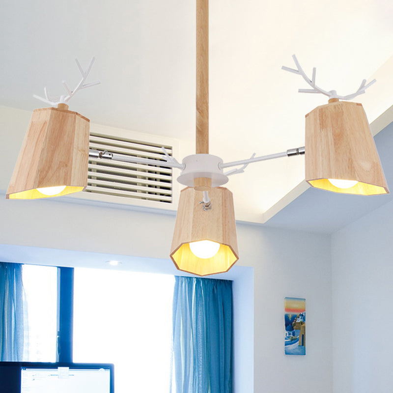 Minimalist Nordic Pendant Light With Deer Horn Design For Living Room In Beige