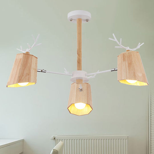 Minimalist Nordic Pendant Light With Deer Horn Design For Living Room In Beige