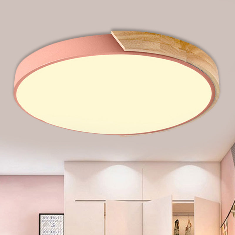 Loft Circle Led Ceiling Light For Kindergarten With Acrylic Shade