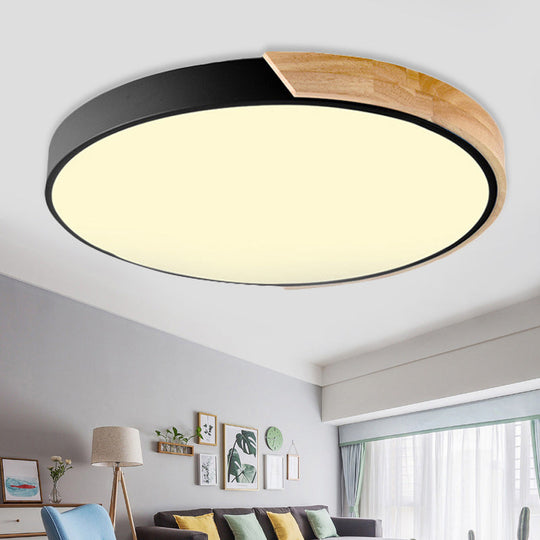 Loft Circle Led Ceiling Light For Kindergarten With Acrylic Shade Black / 12 Warm