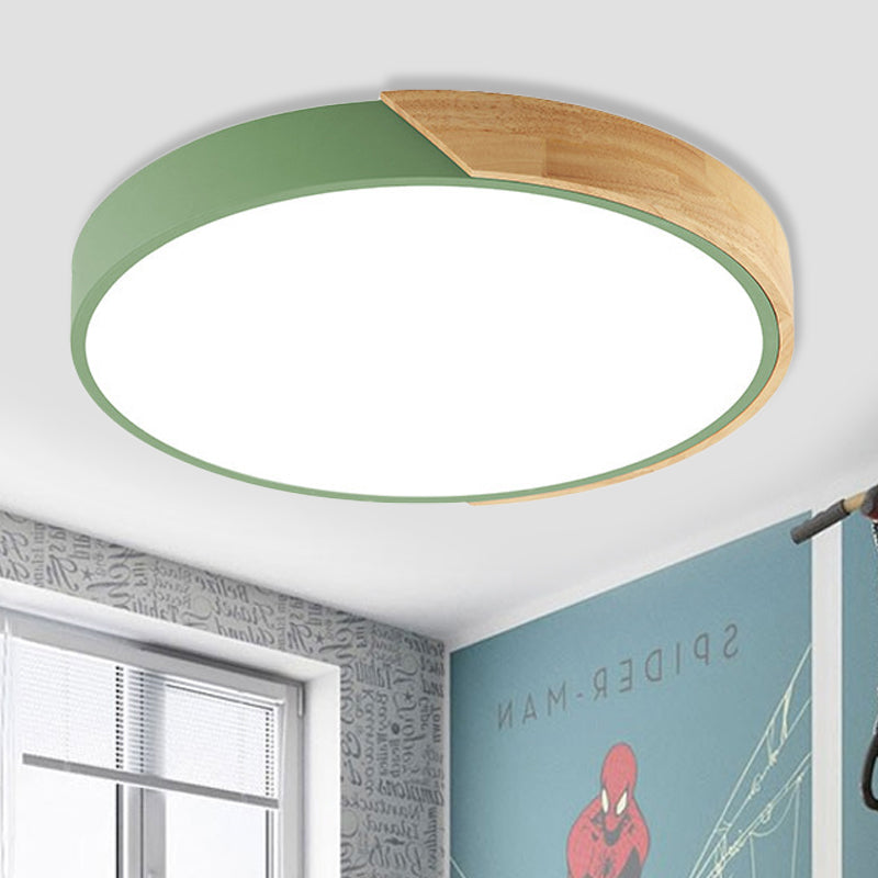 Loft Circle Led Ceiling Light For Kindergarten With Acrylic Shade