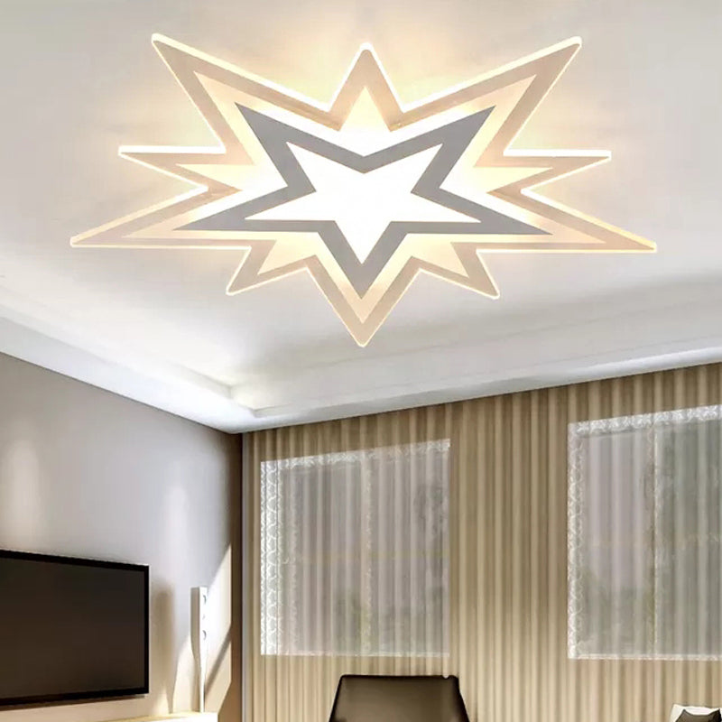 Kindergarten Star Ceiling Light – Modern White Flush Mount with Acrylic Finish