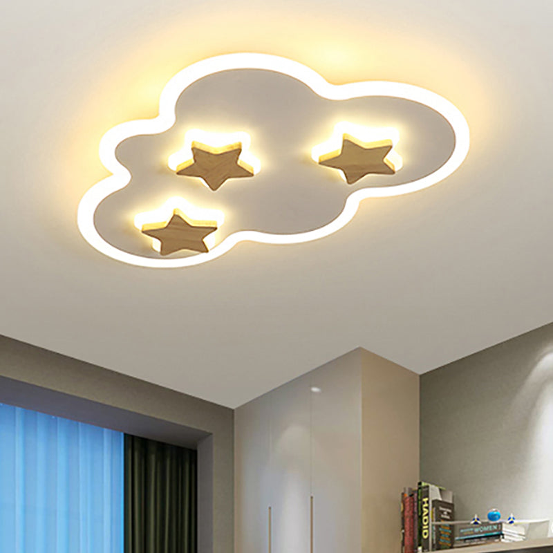 Cloud and Star Acrylic Flush Mount Ceiling Light for Kids' Bedroom - Art Deco Ceiling Fixture