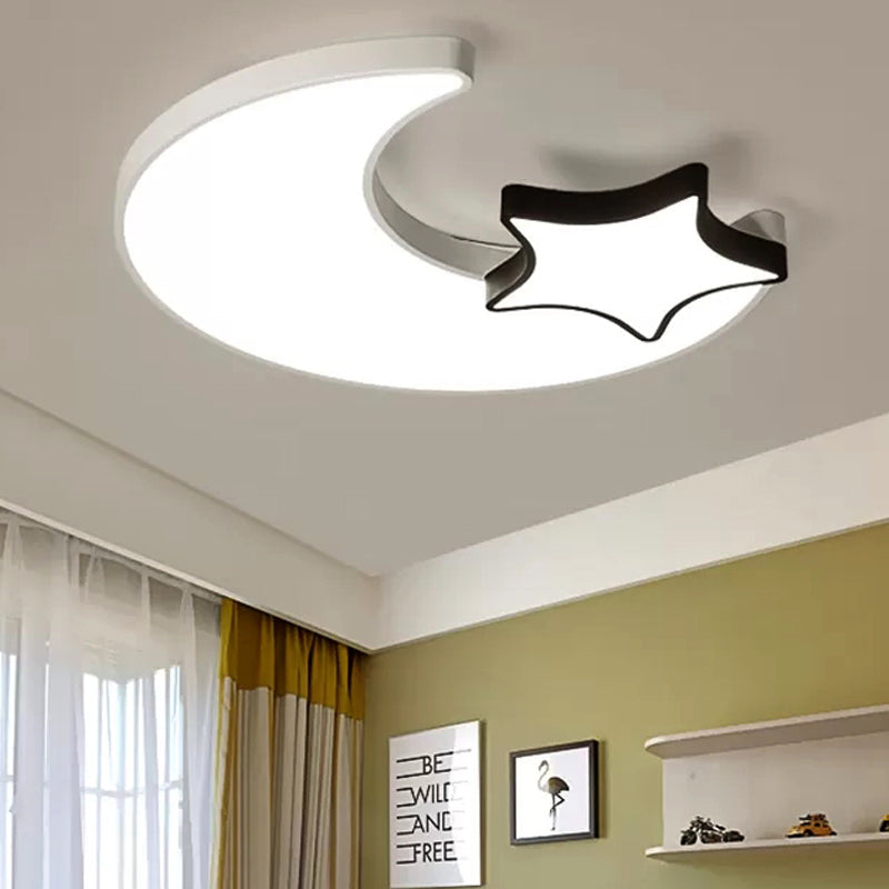 White Flush Mount Sky View Ceiling Lamp For Child Bedroom