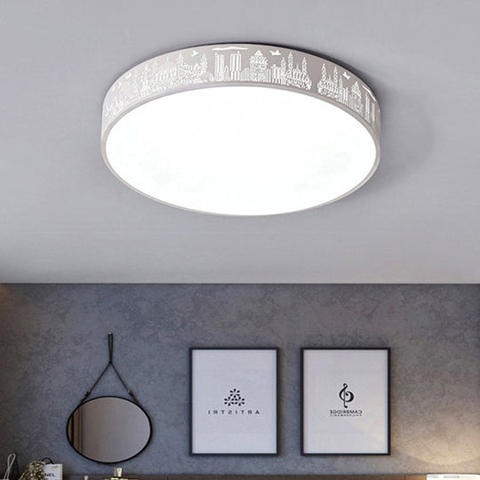 Macaron Loft Kids Ceiling Light with Etched Acrylic and Metal Mount - Round Design