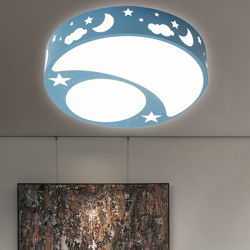 Kids Cartoon Led Ceiling Light With Moon Acrylic Fixture - Perfect For Bedrooms