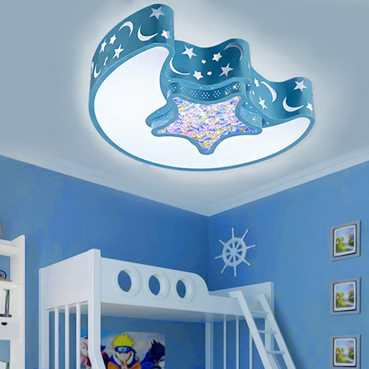 Art Deco Acrylic Flush Mount Ceiling Light For Kindergarten Blue / 15