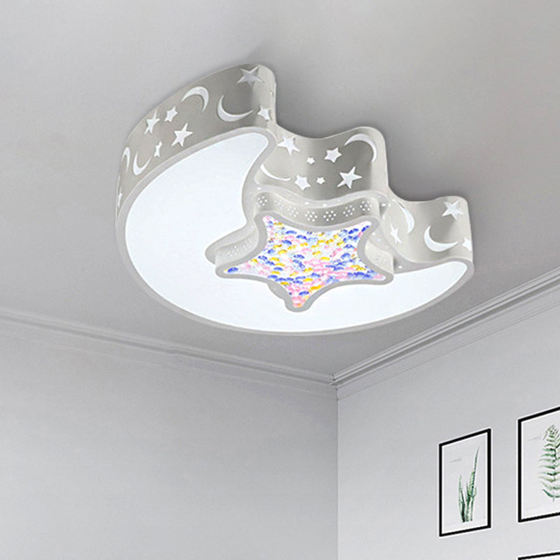 Art Deco Acrylic Flush Mount Ceiling Light For Kindergarten White / 15