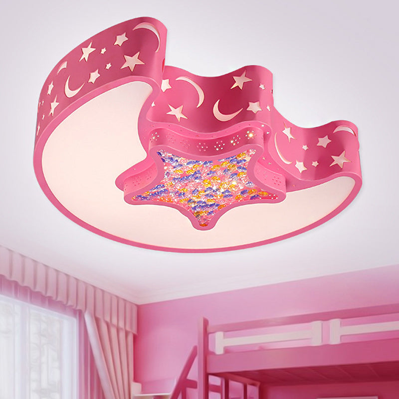 Art Deco Acrylic Flush Mount Ceiling Light For Kindergarten Pink / 15