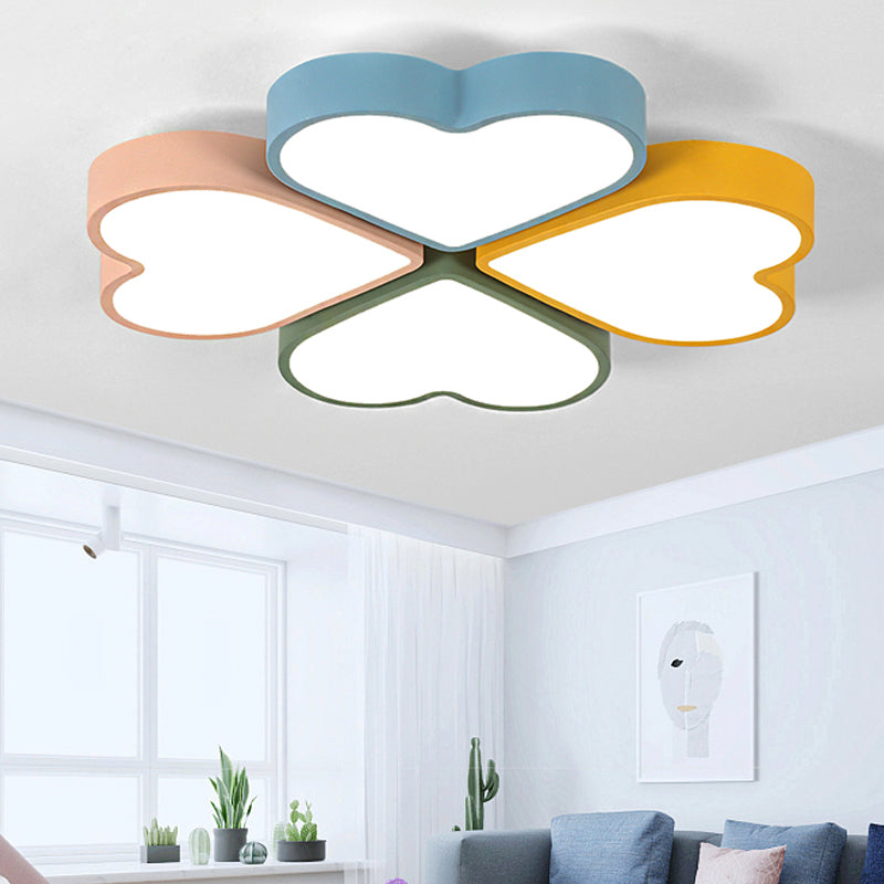 Kids' Designer Heart Flush Mount Ceiling Light with Acrylic Fixture - Ideal for Bedrooms