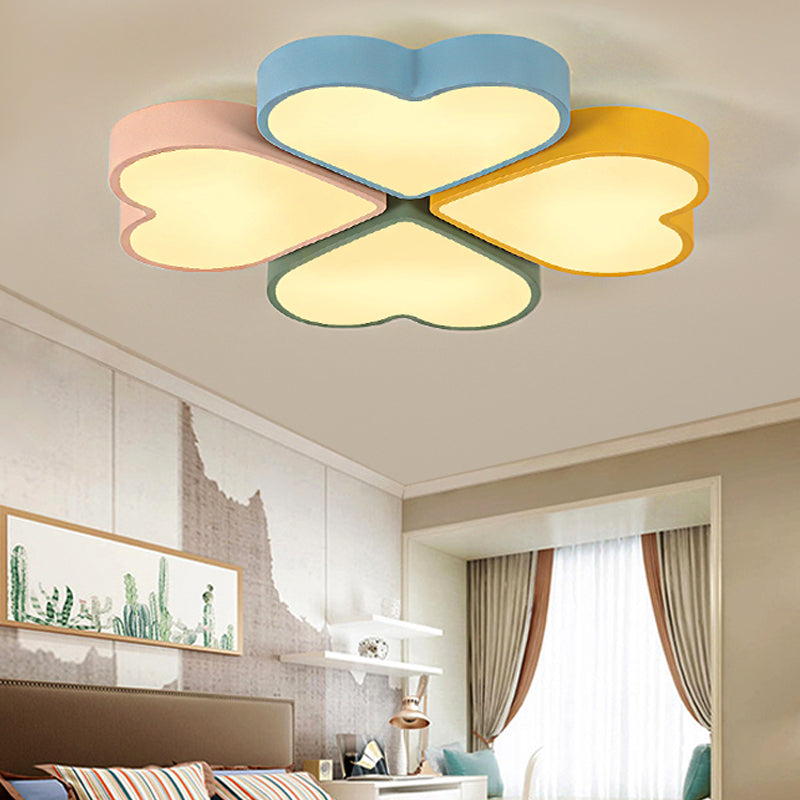 Kids' Designer Heart Flush Mount Ceiling Light with Acrylic Fixture - Ideal for Bedrooms