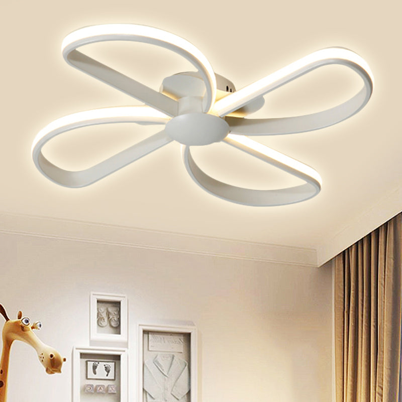 Stylish Petal Led Ceiling Mount Light - Acrylic White Lamp For Kids Bedrooms / Warm Small