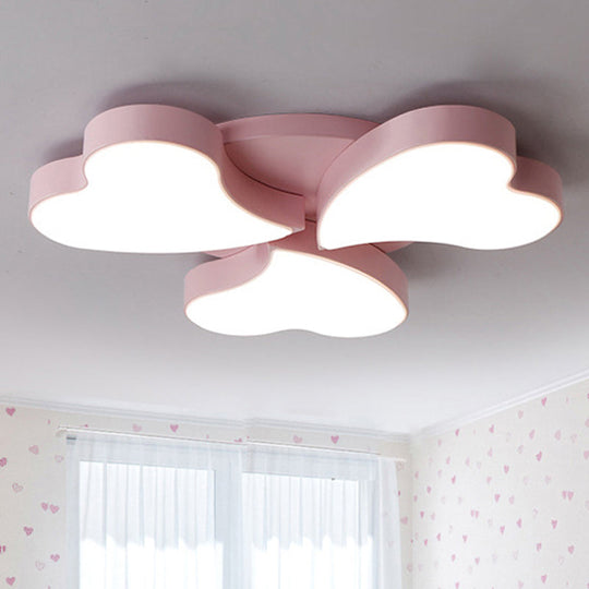 White Acrylic Heart LED Flush Ceiling Light Fixture for Bedroom, Art Deco Style