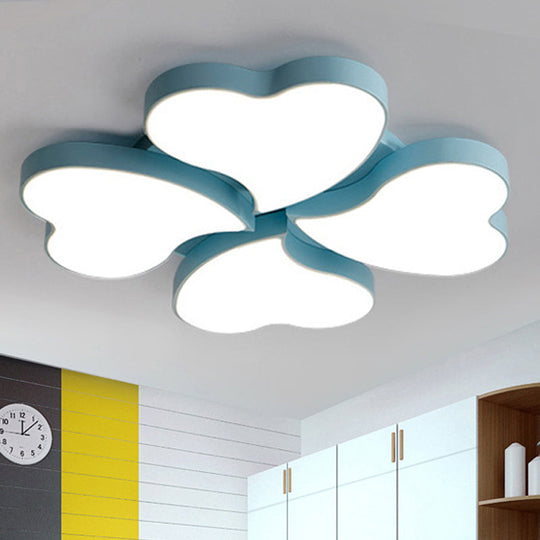 White Acrylic Heart LED Flush Ceiling Light Fixture for Bedroom, Art Deco Style