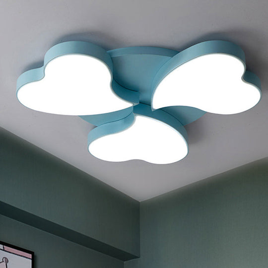 White Acrylic Heart LED Flush Ceiling Light Fixture for Bedroom, Art Deco Style