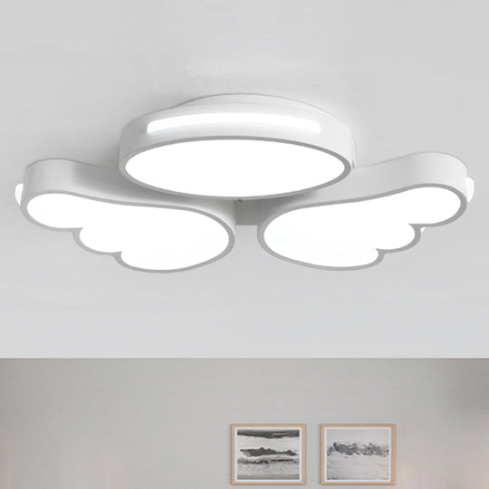 Art Deco Acrylic Flush Mount Ceiling Light - White Angel Design For Kids Bedroom /