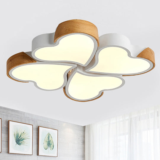 LED Heart Shape Ceiling Lights in White for Kids' Bedrooms, Acrylic Material