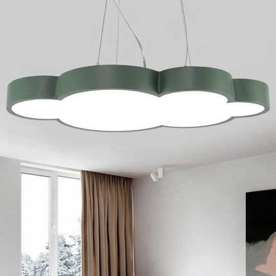 Nordic Style Acrylic Pendant Light For Dining Room - Floating Cloud Hanging Green / 19