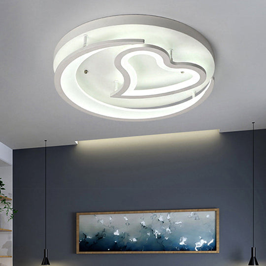 White Acrylic Heart Flush Mount Ceiling Light for Chic Modern Living Room