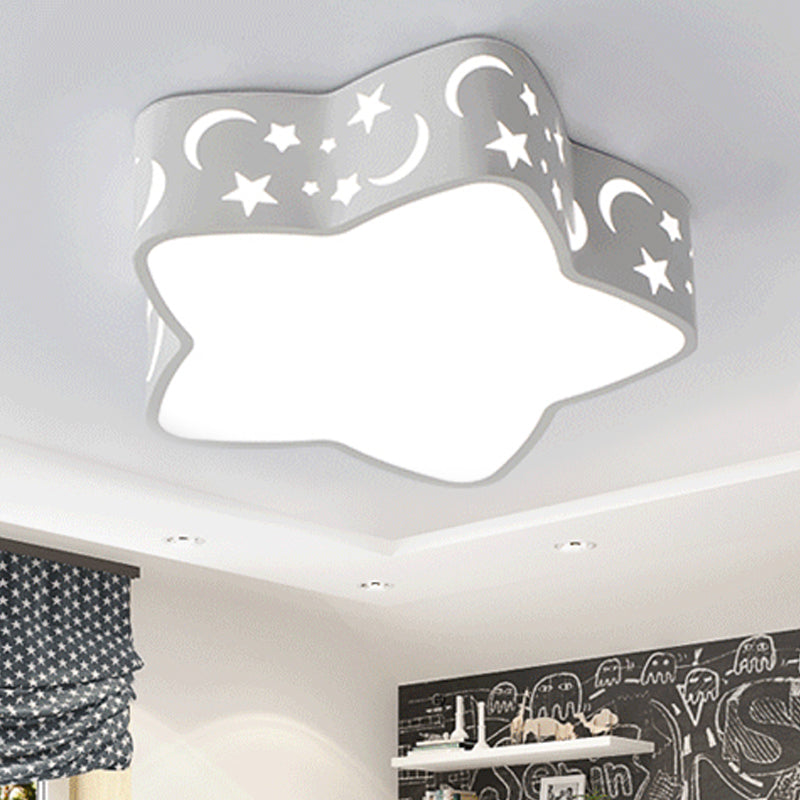 Modern LED Star Ceiling Light: Acrylic White Lamp for Kids' Bedroom