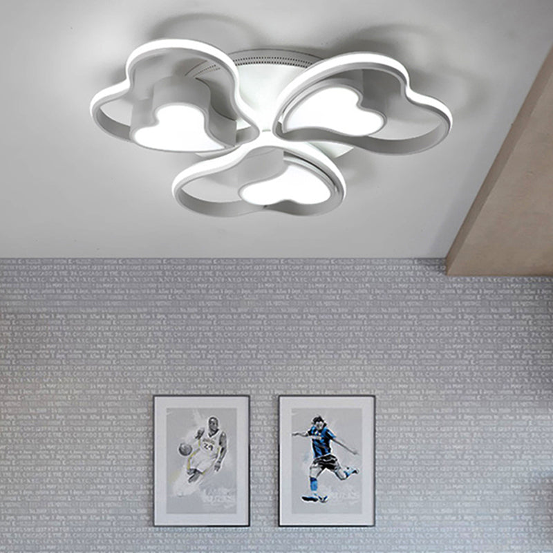 Modern White Heart Ceiling Light: Stylish Acrylic Flush Mount Fixture for Living Room