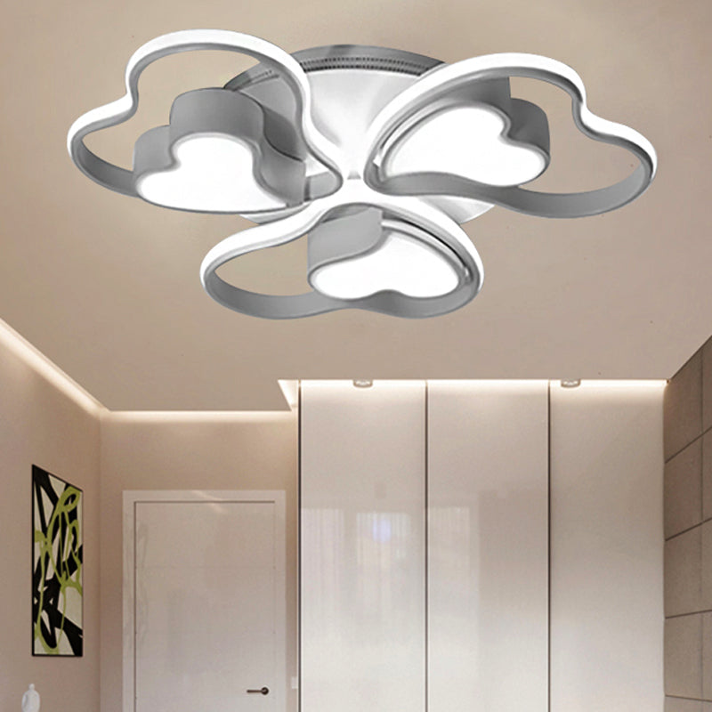 Modern White Heart Ceiling Light: Stylish Acrylic Flush Mount Fixture for Living Room