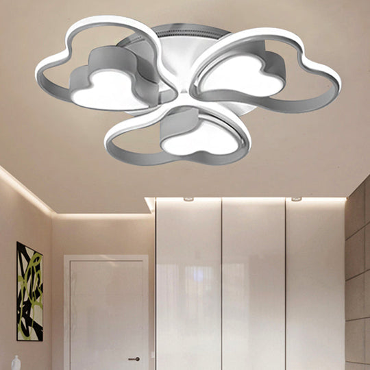 Modern White Heart Ceiling Light: Stylish Acrylic Flush Mount Fixture For Living Room