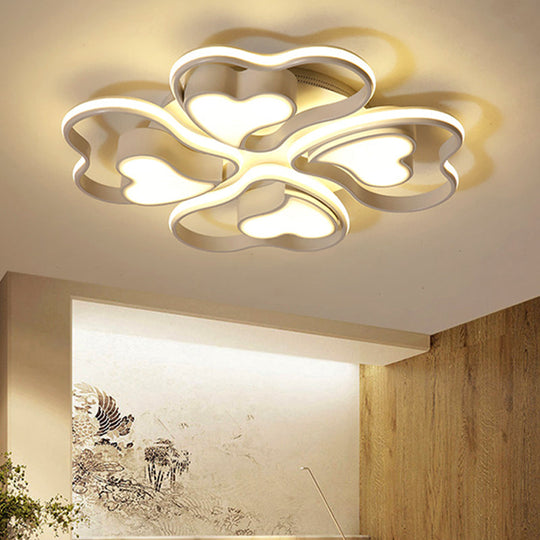 Modern White Heart Ceiling Light: Stylish Acrylic Flush Mount Fixture for Living Room