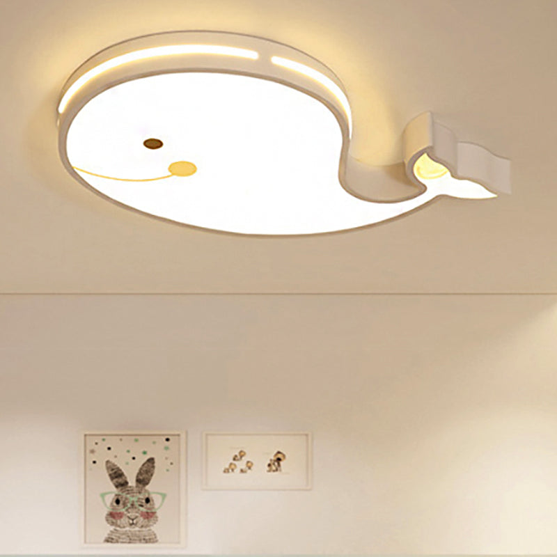 Cartoon Led Flush Mount Ceiling Light For Kindergarten With White Acrylic Fixture / A