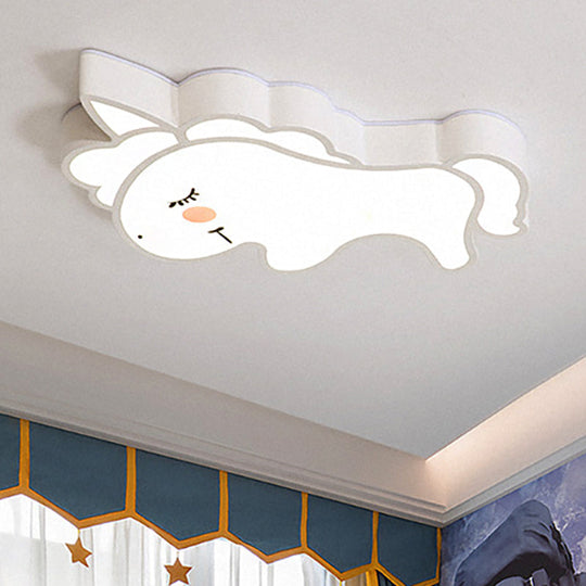 Cartoon Led Flush Mount Ceiling Light For Kindergarten With White Acrylic Fixture / B