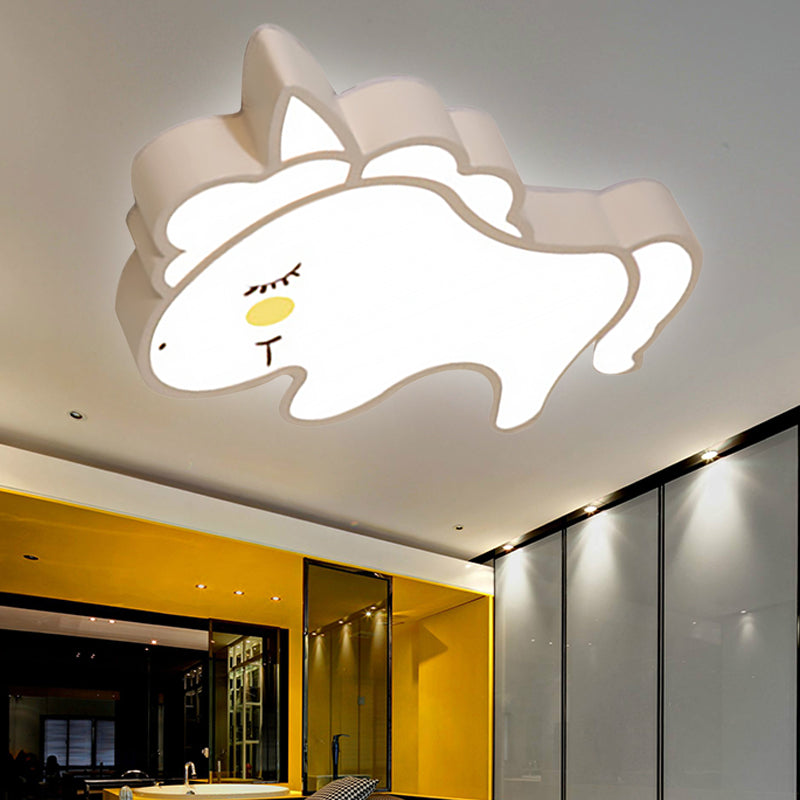 Cartoon Led Flush Mount Ceiling Light For Kindergarten With White Acrylic Fixture