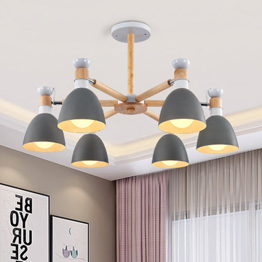 Macaroon Dome Hanging Light Fixture With 6 Bulbs - Elegant Living Room Lamp