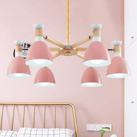 Macaroon Dome Hanging Light Fixture With 6 Bulbs - Elegant Living Room Lamp