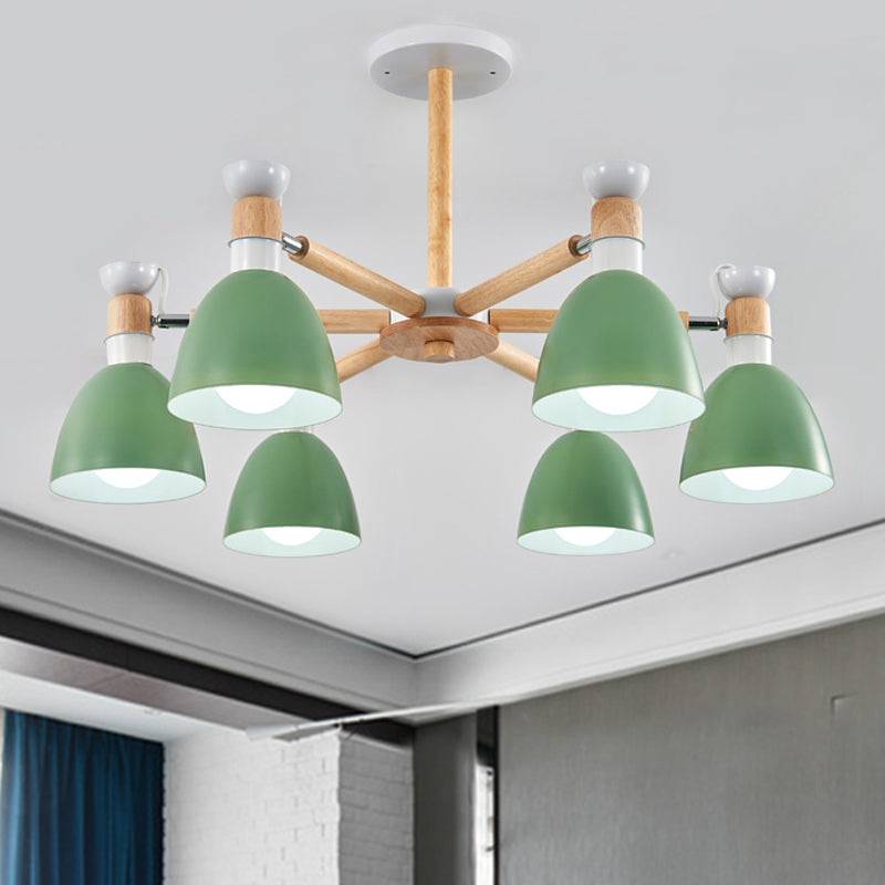 Macaroon Dome Hanging Light Fixture With 6 Bulbs - Elegant Living Room Lamp