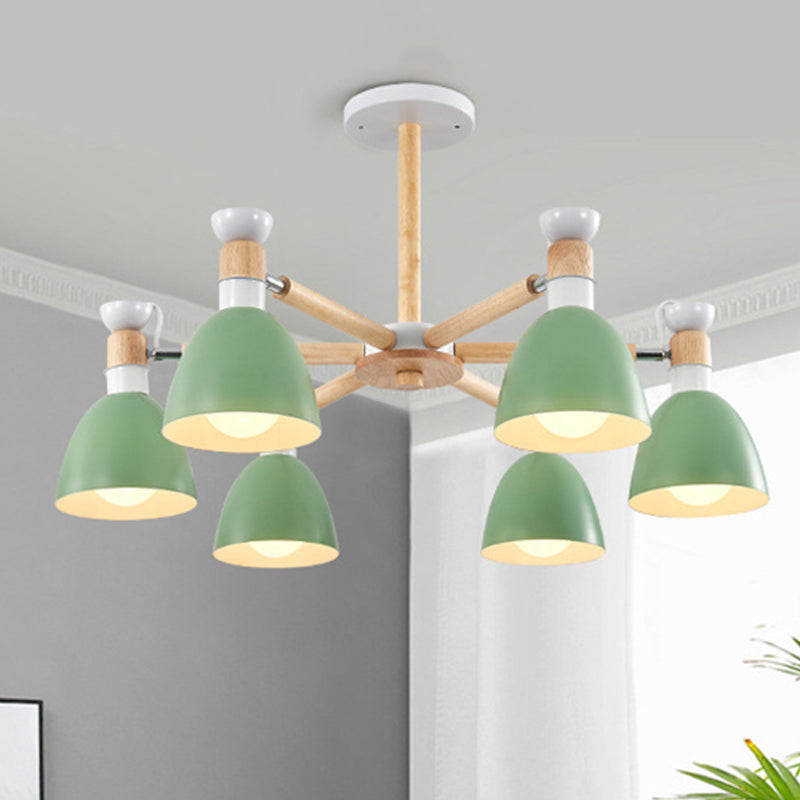 Macaroon Dome Hanging Light Fixture With 6 Bulbs - Elegant Living Room Lamp