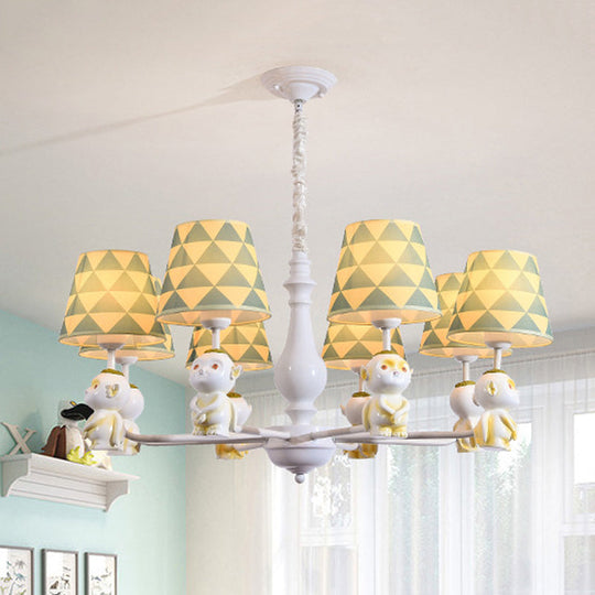 Yellow Nordic Pendant Lights - Fabric Tapered Shade Hanging For Living Room