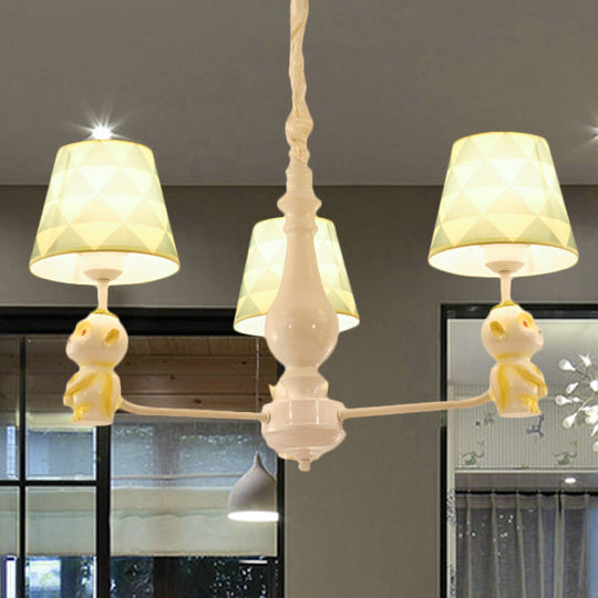 Yellow Nordic Pendant Lights - Fabric Tapered Shade Hanging For Living Room