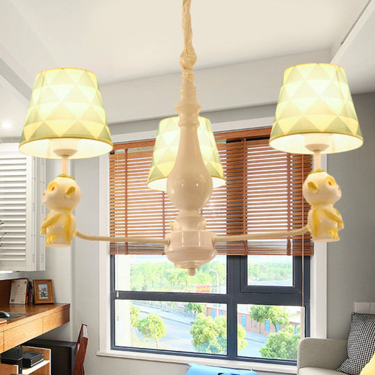 Yellow Nordic Pendant Lights - Fabric Tapered Shade Hanging For Living Room