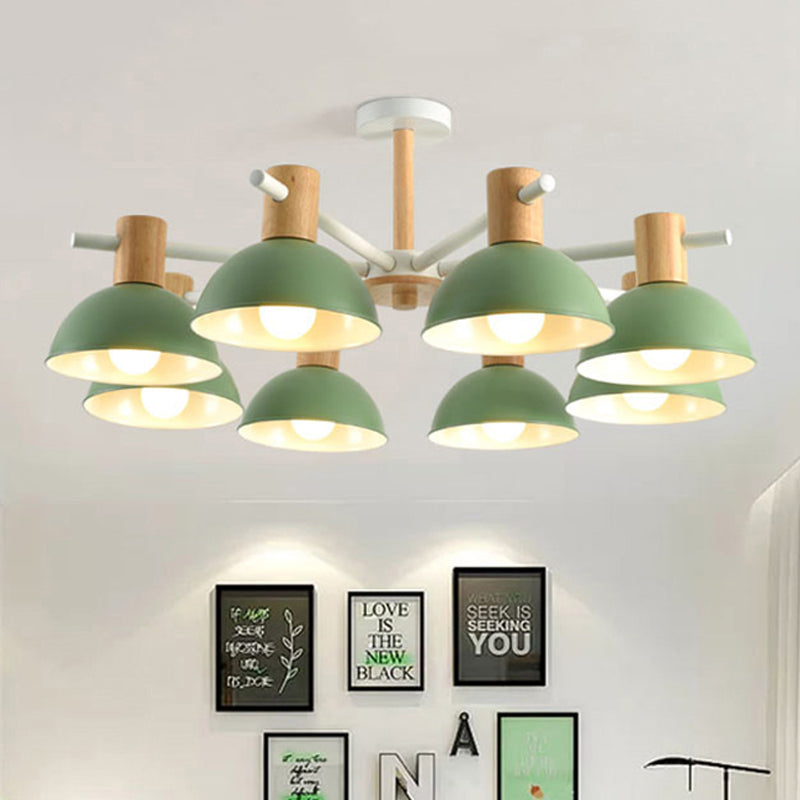 Modern Iron 8-Light Macaroon Dome Pendant Chandelier For Living Room