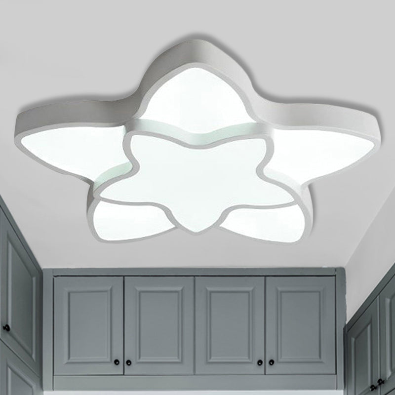 Cartoon Star Flush Ceiling Light Fixture - Acrylic For Kindergarten White / 18 Warm